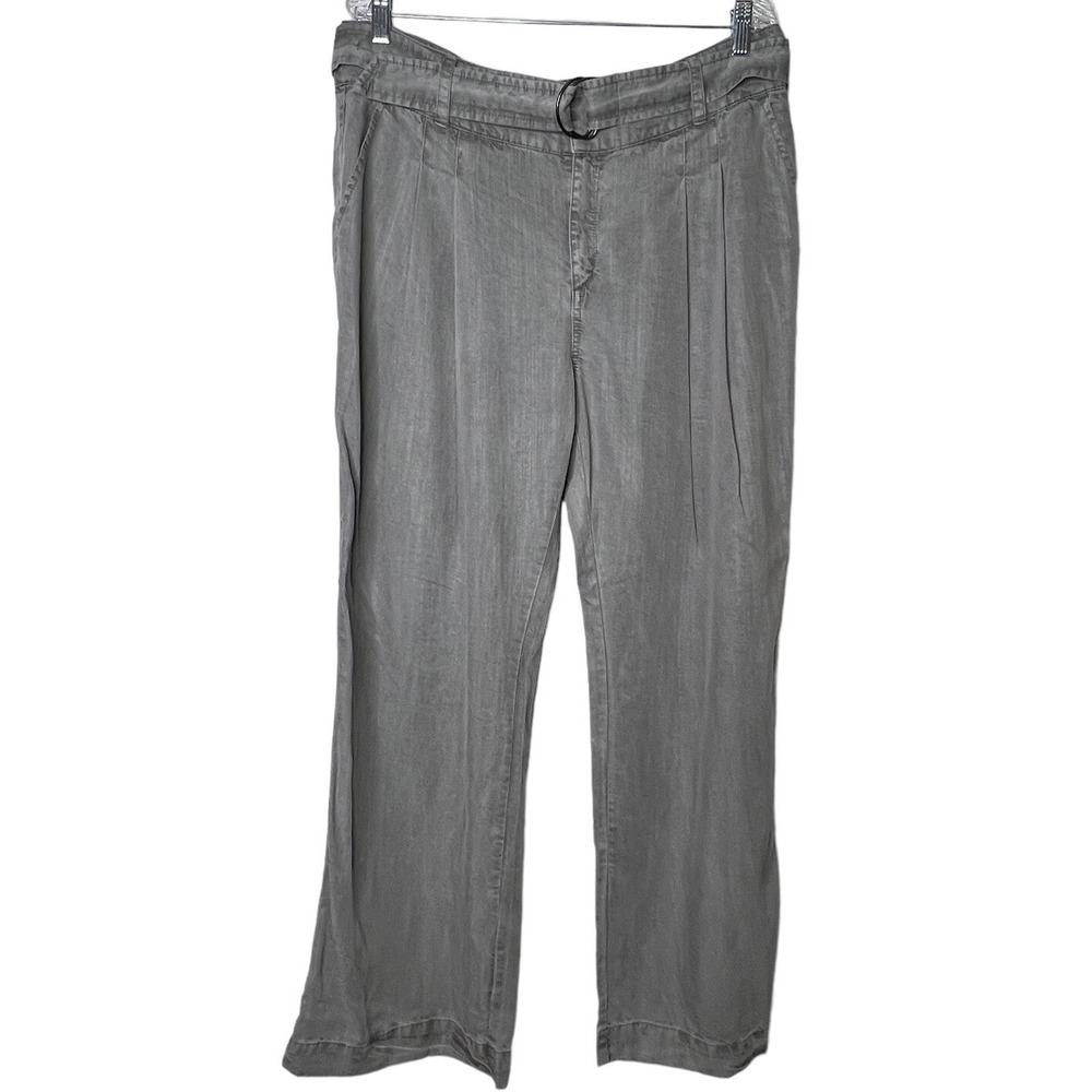 Sundance Pants Womens 16 Gray Wide Leg Belted High Rise Tencel Pleated NWT